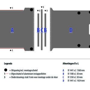 Floor plate 12 mm gray for JUMPY L3 FWD (wheelbase 3275)